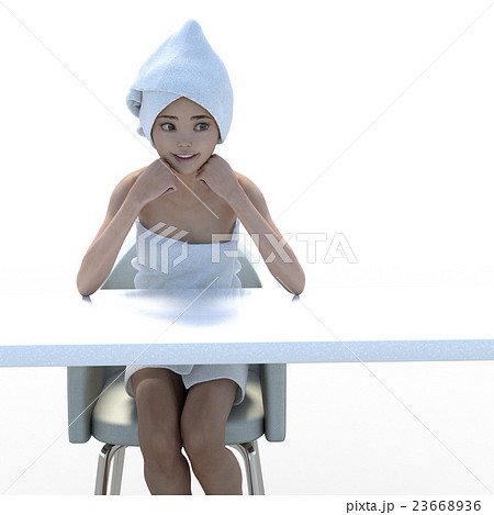 お風呂上がりの女性 バスタオル Perming3dcg イラスト素材のイラスト素材