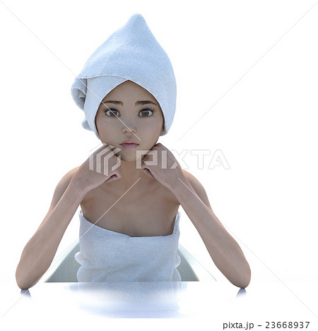 お風呂上がりの女性 バスタオル Perming3dcg イラスト素材のイラスト素材 23668937 Pixta