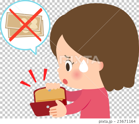 財布がカラッポで困っている女性 財布がカラッポで困っている女性 23671164