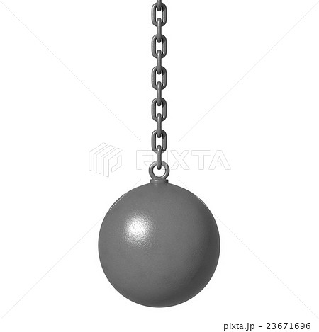 鎖に繋がれた鉄球の3dレンダリング画像のイラスト素材