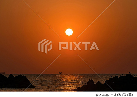 秋の夕暮れ 日本海に沈む夕陽 秋の夕暮れ 日本海に沈む夕陽 23671888