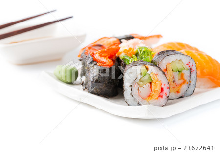 sushi on white dish isolated sushi on white dish isolated 23672641