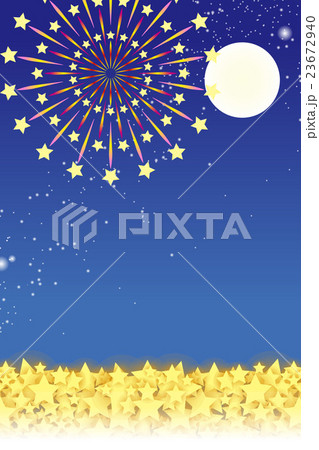 背景素材壁紙 夏祭り 打ち上げ花火 夜空 スターマイン 光 輝き キラキラ 天の川 風物詩 伝統行事のイラスト素材