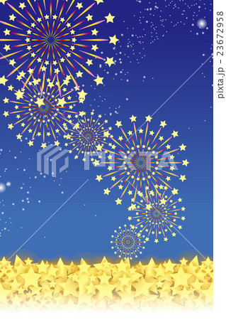 背景素材壁紙 夏祭り 打ち上げ花火 夜空 スターマイン 光 輝き キラキラ 天の川 風物詩 伝統行事のイラスト素材