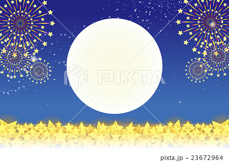背景素材壁紙 夏祭り 打ち上げ花火 夜空 スターマイン 光 輝き キラキラ 天の川 風物詩 伝統行事のイラスト素材