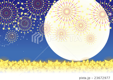 背景素材壁紙 夏祭り 打ち上げ花火 夜空 スターマイン 光 輝き キラキラ 天の川 風物詩 伝統行事のイラスト素材