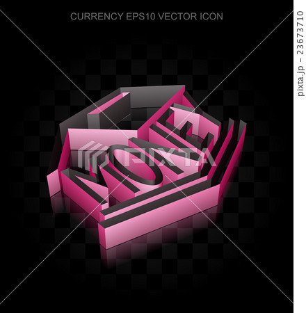 Money icon: Crimson 3d Money Box made of paper 23673710