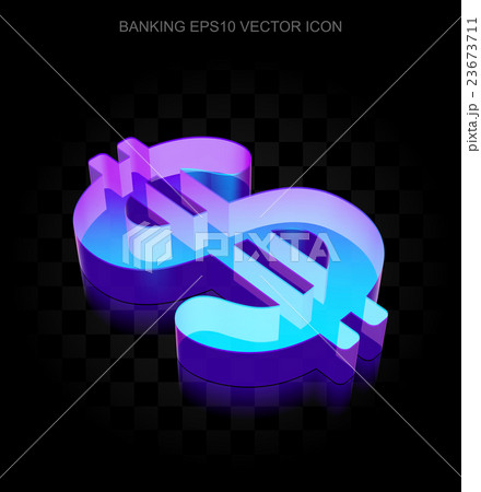 Money icon: 3d neon glowing Dollar made of glass 23673711