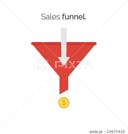 Sales lead funnel flat icon with arrows for 23675410