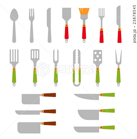 Stainless steel BBQ grill tools and cooking. 23678545