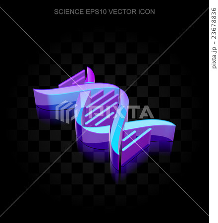 Science icon: 3d neon glowing DNA made of glass Science icon: 3d neon glowing DNA made of glass 23678836