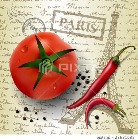 table top with sketching paper and tomato table top with sketching paper and tomato 23681035
