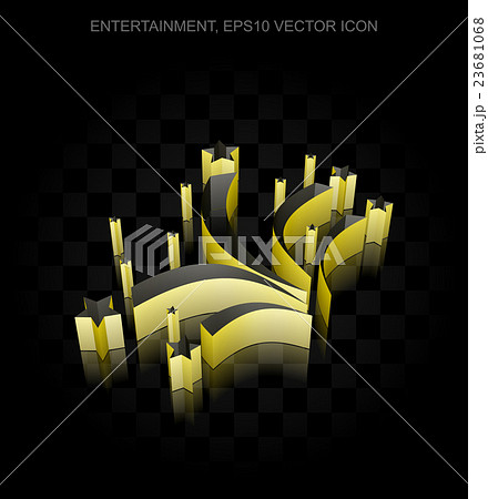 Entertainment, icon: Yellow 3d Fireworks made of Entertainment, icon: Yellow 3d Fireworks made of 23681068