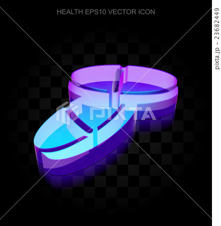 Health icon: 3d neon glowing Pills made of glass 23682449