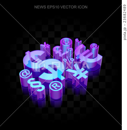 News icon: 3d neon glowing Finance Symbol made of 23682489