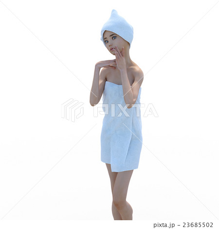 お風呂上がりの女性 バスタオル Perming3dcg イラスト素材のイラスト素材 23685502 Pixta