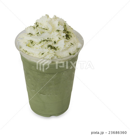 green tea smoothie in glass on white 23686360