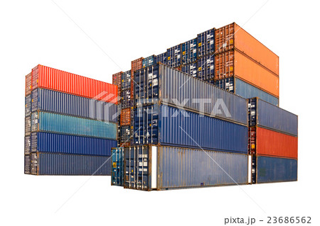 Stack of Cargo Containers on white with path 23686562