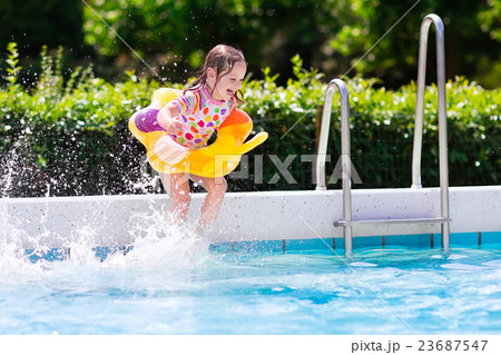 Kids jumping into swimming pool Kids jumping into swimming pool 23687547