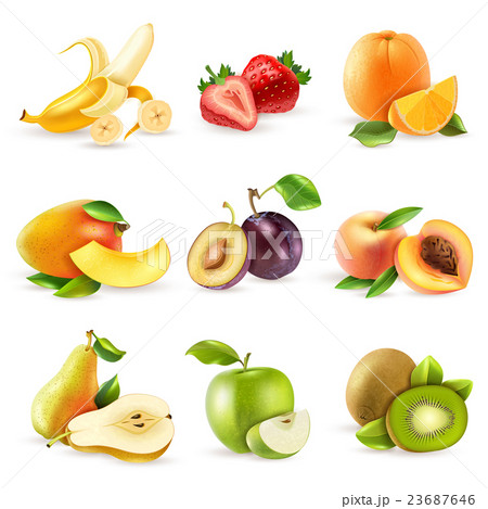 Fruits Flat Icons Set Fruits Flat Icons Set 23687646