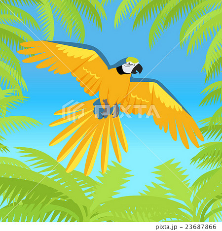 Ara Parrot Flat Design Vector Illustrationのイラスト素材