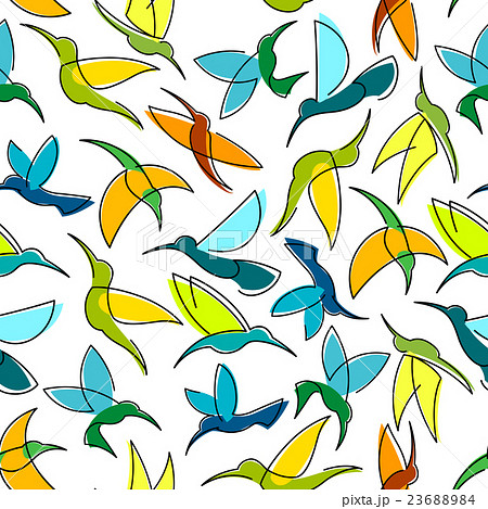 Flying hummingbird birds seamless pattern 23688984