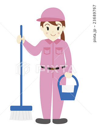 清掃員 女性のイラスト素材