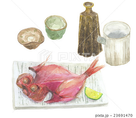 日本酒と金目鯛干物 23691470