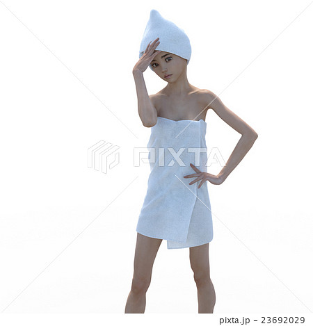 お風呂上がりの女性 バスタオル Perming3dcg イラスト素材のイラスト素材 23692029 Pixta