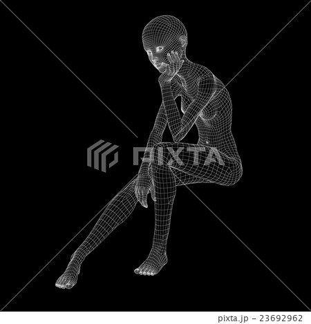 女性の体　ワイヤーフレーム　perming3DCG　イラスト素材　素材 23692962