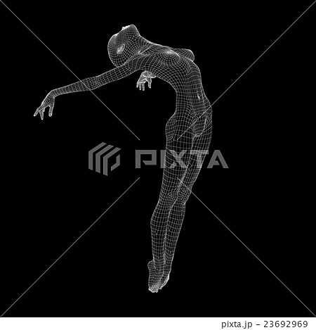 女性の体　ワイヤーフレーム　perming3DCG　イラスト素材　素材 23692969