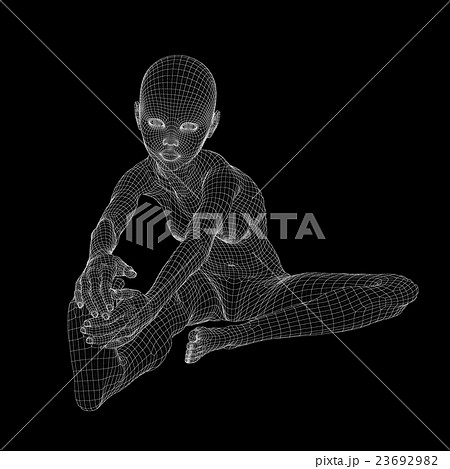 女性の体　ワイヤーフレーム　perming3DCG　イラスト素材　素材 23692982