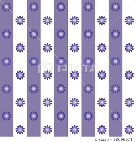 紫苑色地の縦縞に紅桔梗色の花模様 背景素材 壁紙 風呂敷 着物 帯 浴衣 布地等 紫系のイラスト素材