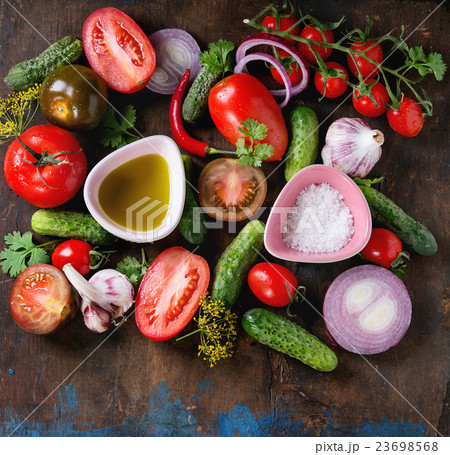 Background with tomatoes and cucumbers 23698568