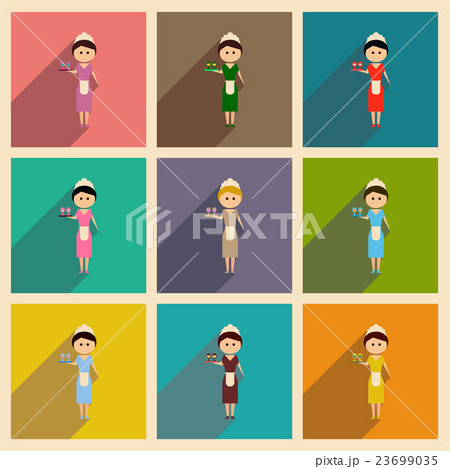Concept of flat icons with long shadow girl 23699035