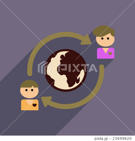 Flat web icon with long shadow businessman Earth  23699620