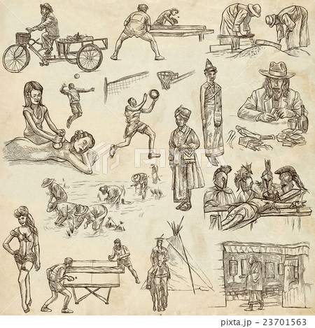 People. Freehands, hand drawn collection. Line art 23701563