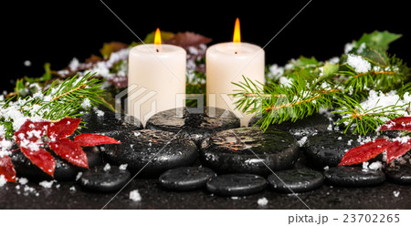 winter spa still life of zen basalt stones 23702265