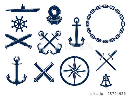 Marine and nautical icons set 23704926