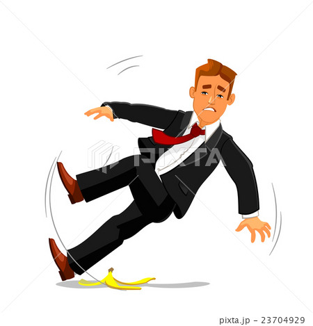Businessman slips on banana peel and falls 23704929