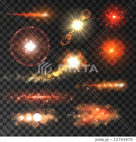 Red stars and flashes with lens flare effect 23704970