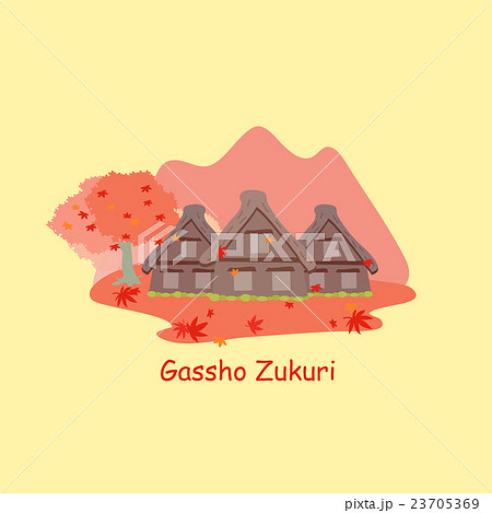Gassho zukuri and maple Gassho zukuri and maple 23705369