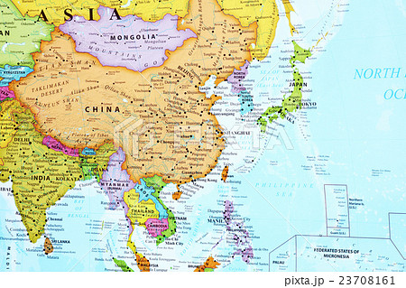 世界地図 東アジアの写真素材