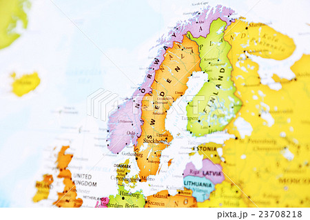 世界地図 スウェーデンの写真素材