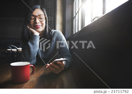 Digital Device Coffee Drinking Leisure Internet Concept 23711792