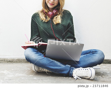 Woman Laptop Searching Research Connection Technology Concept 23711846