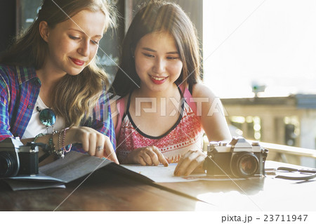 Girls Friendship Hangout Traveling Holiday Photography Concept Girls Friendship Hangout Traveling Holiday Photography Concept 23711947