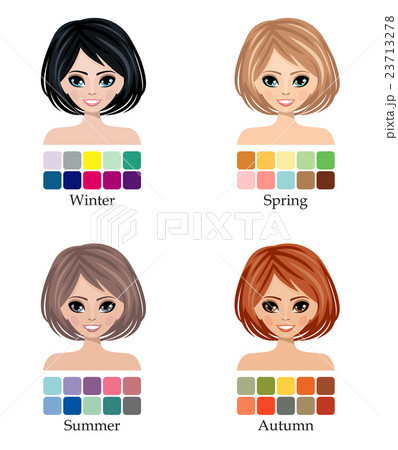 Seasonal four color type of woman face Seasonal four color type of woman face 23713278