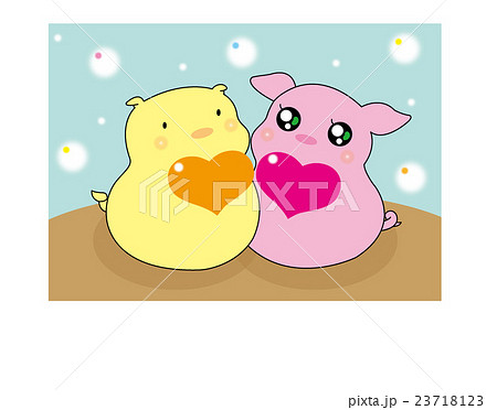 ラブラブのブタさん La Booのイラスト素材