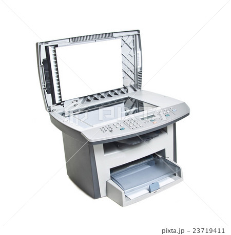 Printer with paper isolated on white bacground 23719411